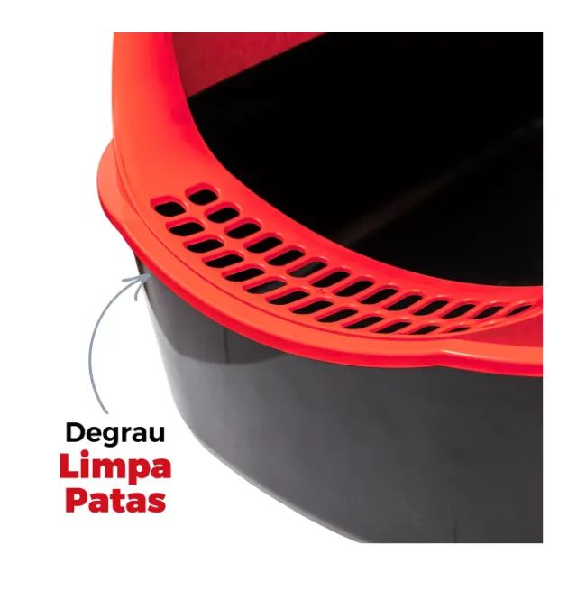 Caixa de Areia Para Gatos Vermelha Furba Sandbox Com Comedouros e Pazinha - Jel Plast - Foto 6