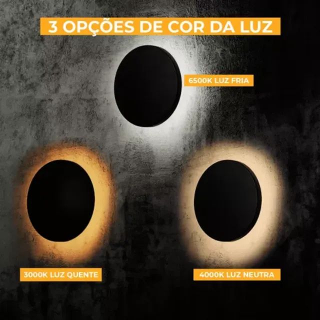 Arandela Eclipse Luz Indireta 9w 3 Tonalidades Led Integrado - Foto 4