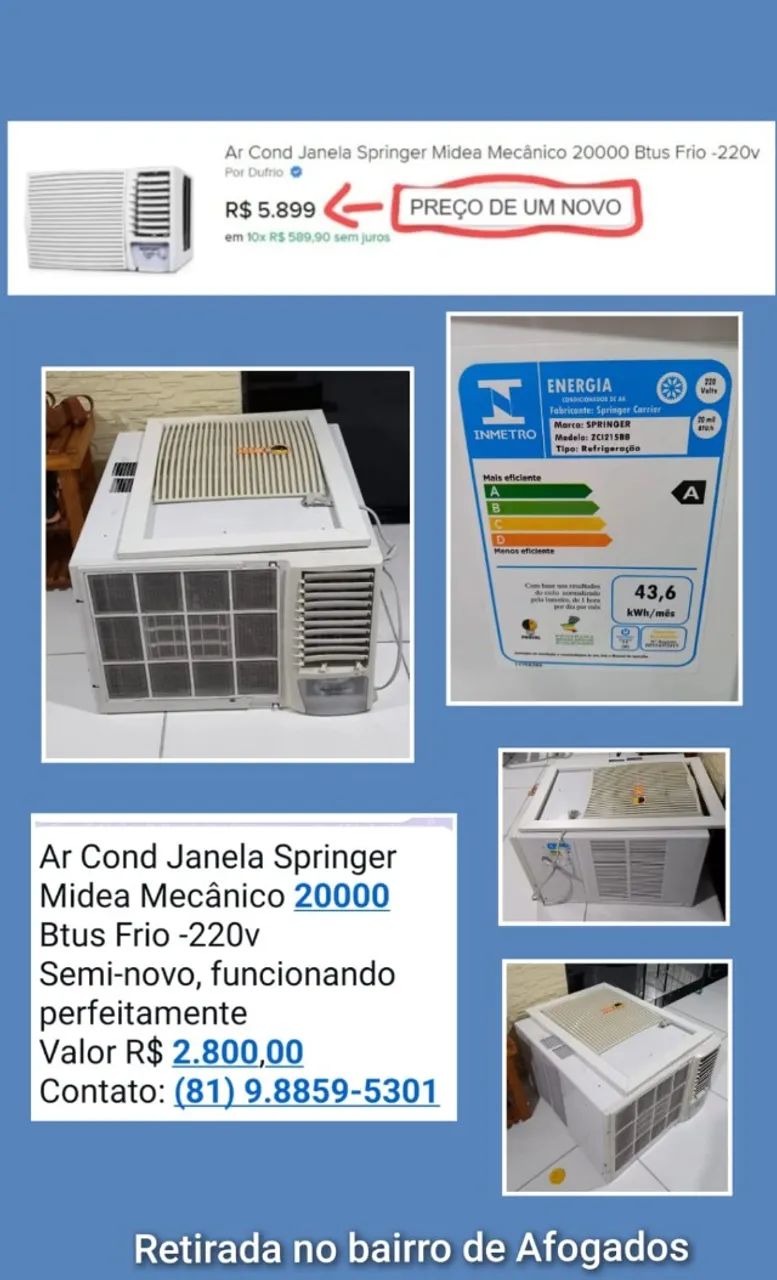 Ar Condicionado de janela Springer Midea 20.000 BTUs (semi-novo) funcionando pefeitamente