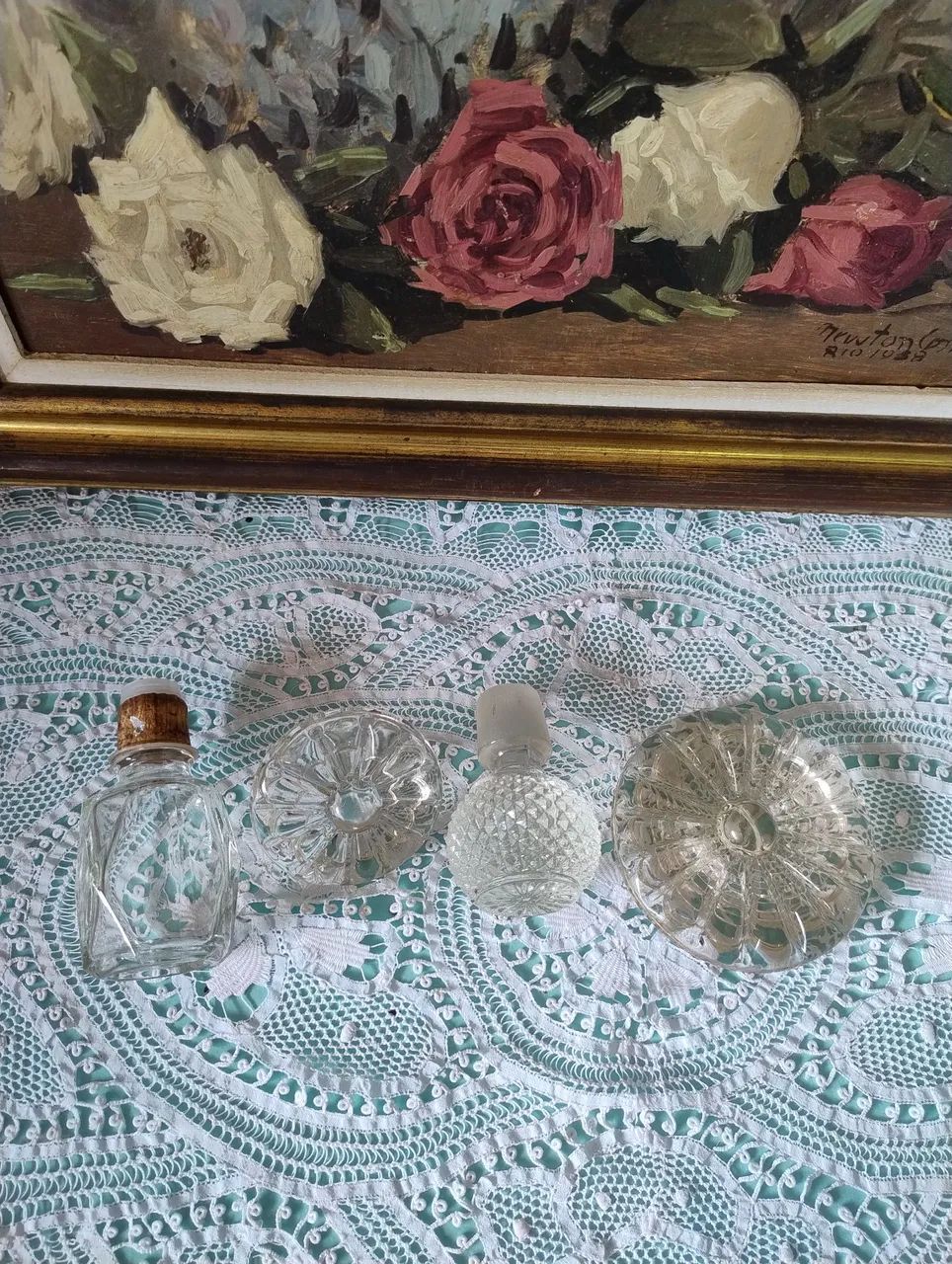 Tampas antigas de vidro e cristal 