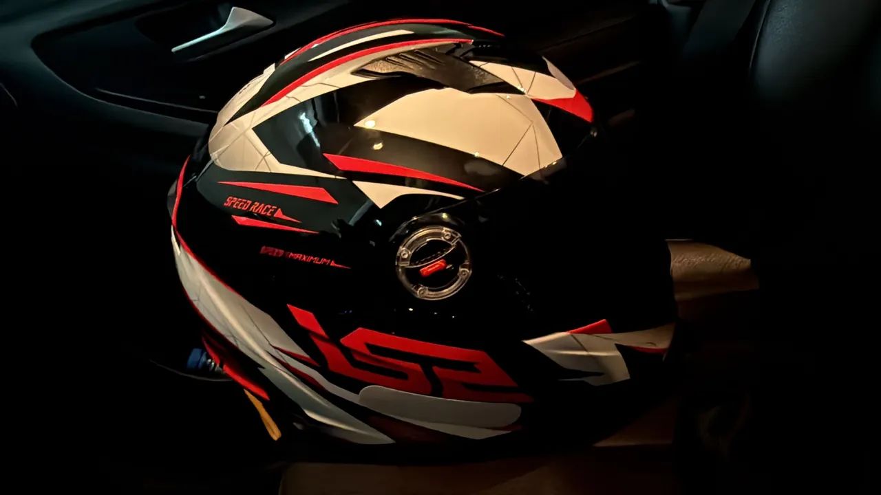 Capacete LS2 Preto Vermelho - Foto 5