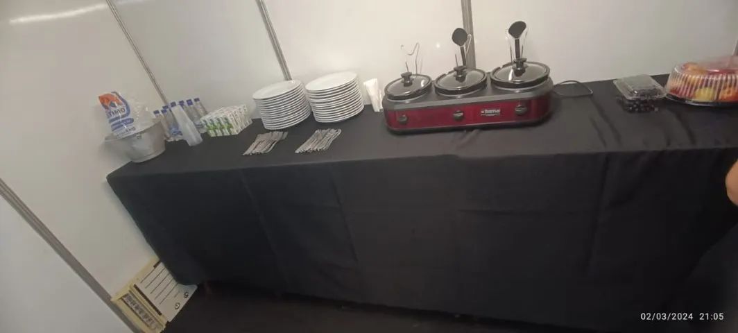 Rechaud elétrico com 3 cubas em inox