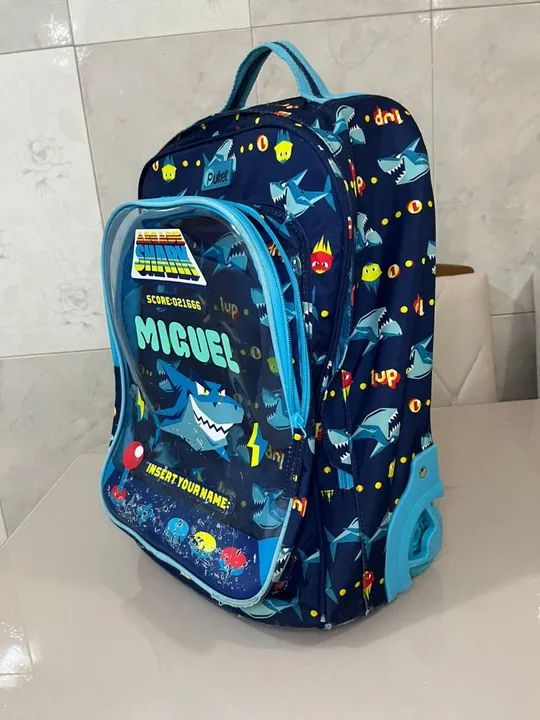 Mochila de rodinhas infantil Shark - Foto 3