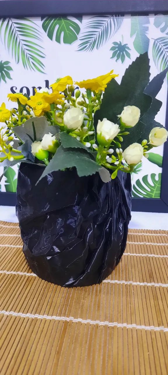 Vaso Efeito Papel Amassado impressão 3D - Foto 3