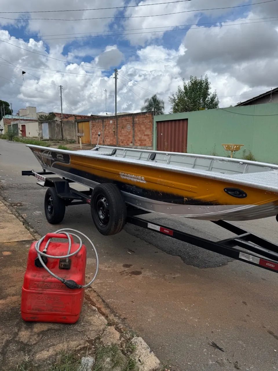 Barco de alumínio para pesca e lazer, Cano com motor 15HP Mercury 