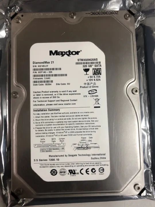 Hd Sata 320gb Testado 100% Funcionando