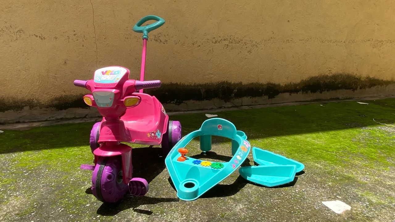 Triciclo Infantil Velo Baby Rosa com Empurrador - Foto 5
