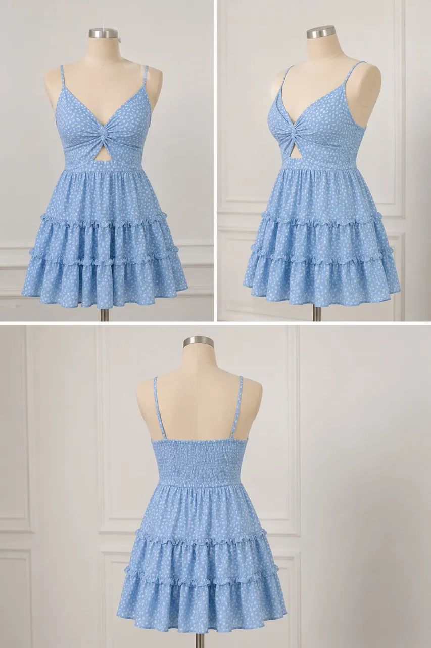 Vestido azul com babado - Foto 2