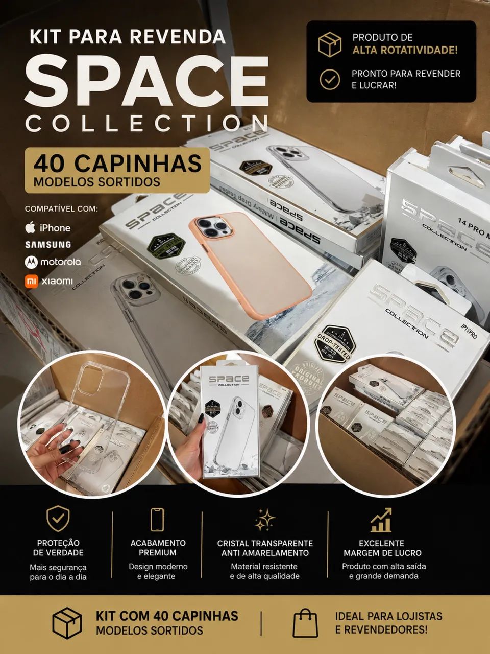 Kit 40 Capinhas Space Clear para Revenda