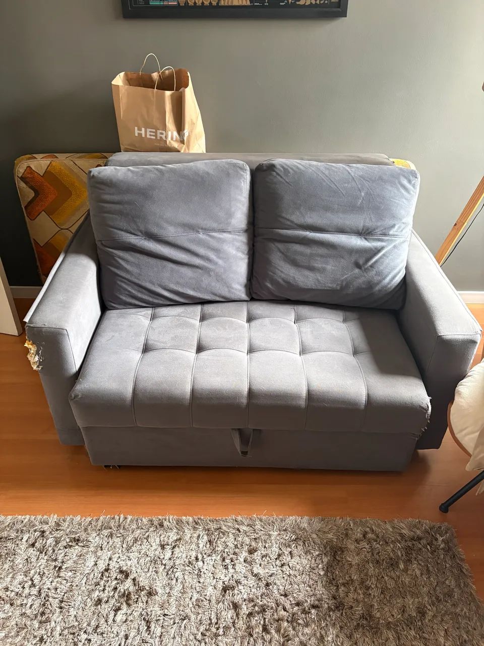 Sofá cama pequeno cinza  - Foto 2