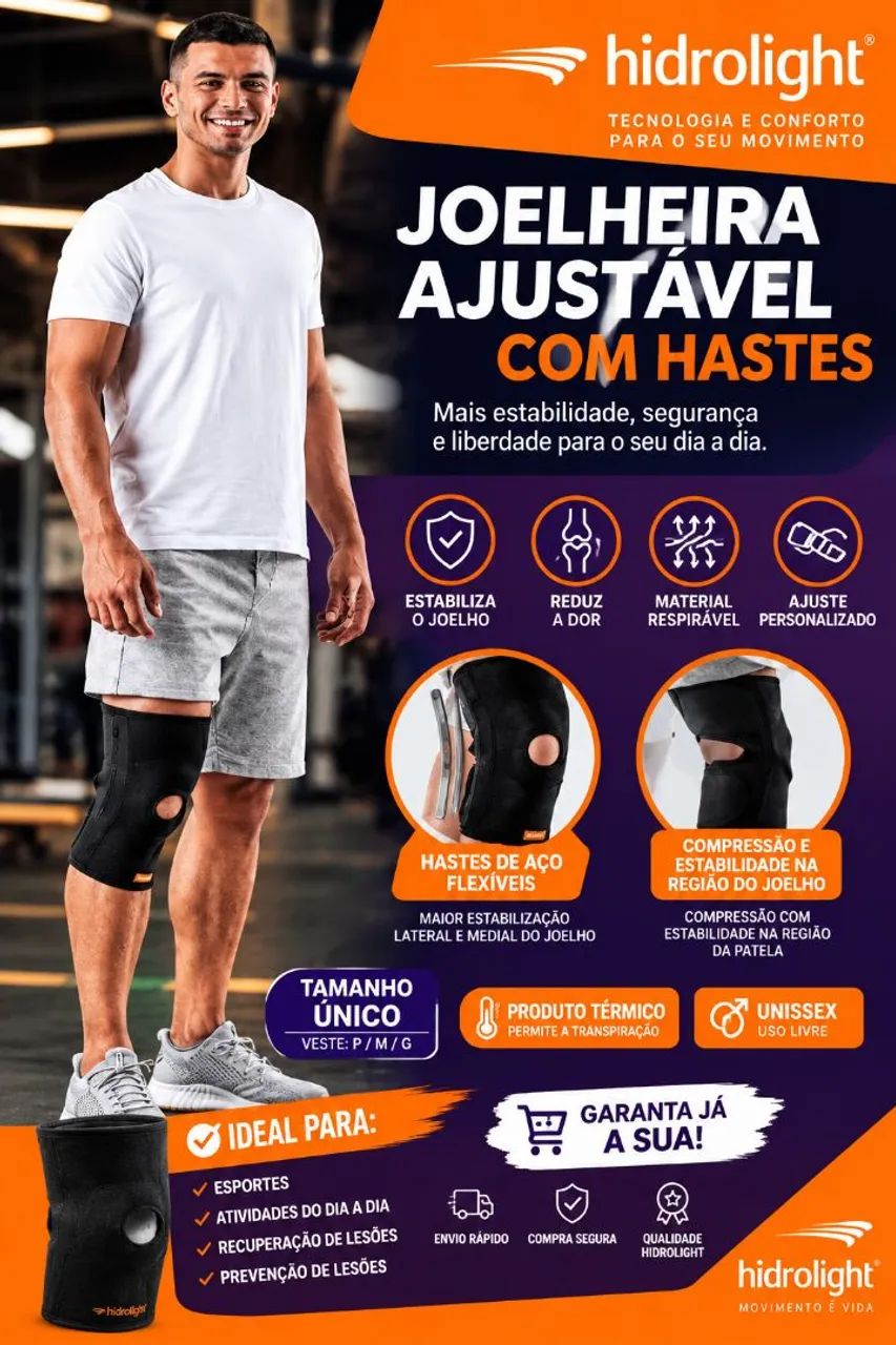 Joelheira ajustável de alta performance 
