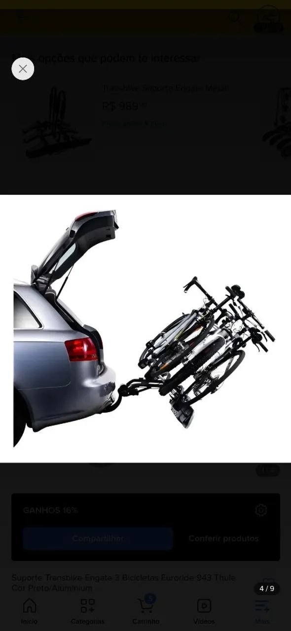 Suporte Transkike de engate THULE para 3 bikes - Foto 5