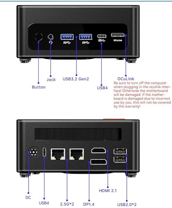 ミニPC AOOSTAR GEM12 MAX Ryzen7 8845HS 32GB/1TB AOOSTAR Mini PC GEM12 + AMD R7 PRO 8845HS, SEM RAM/SSD/OS Mini PC
