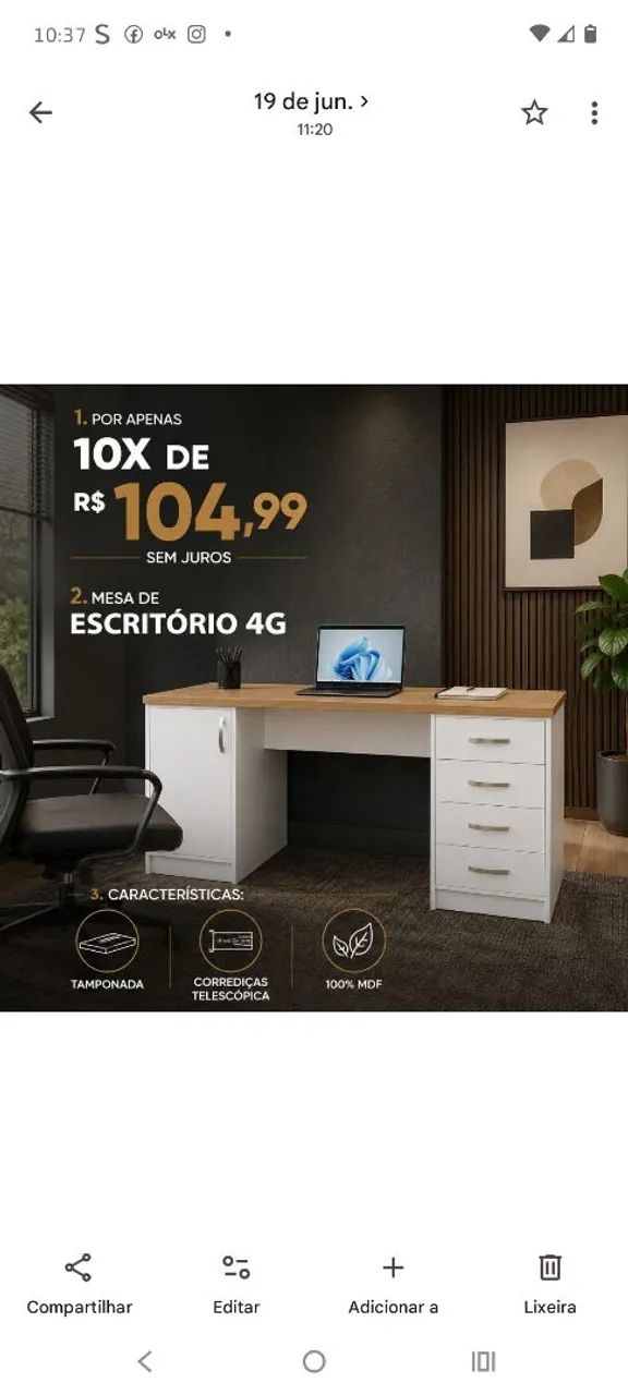 Mesa para escritório em mdf