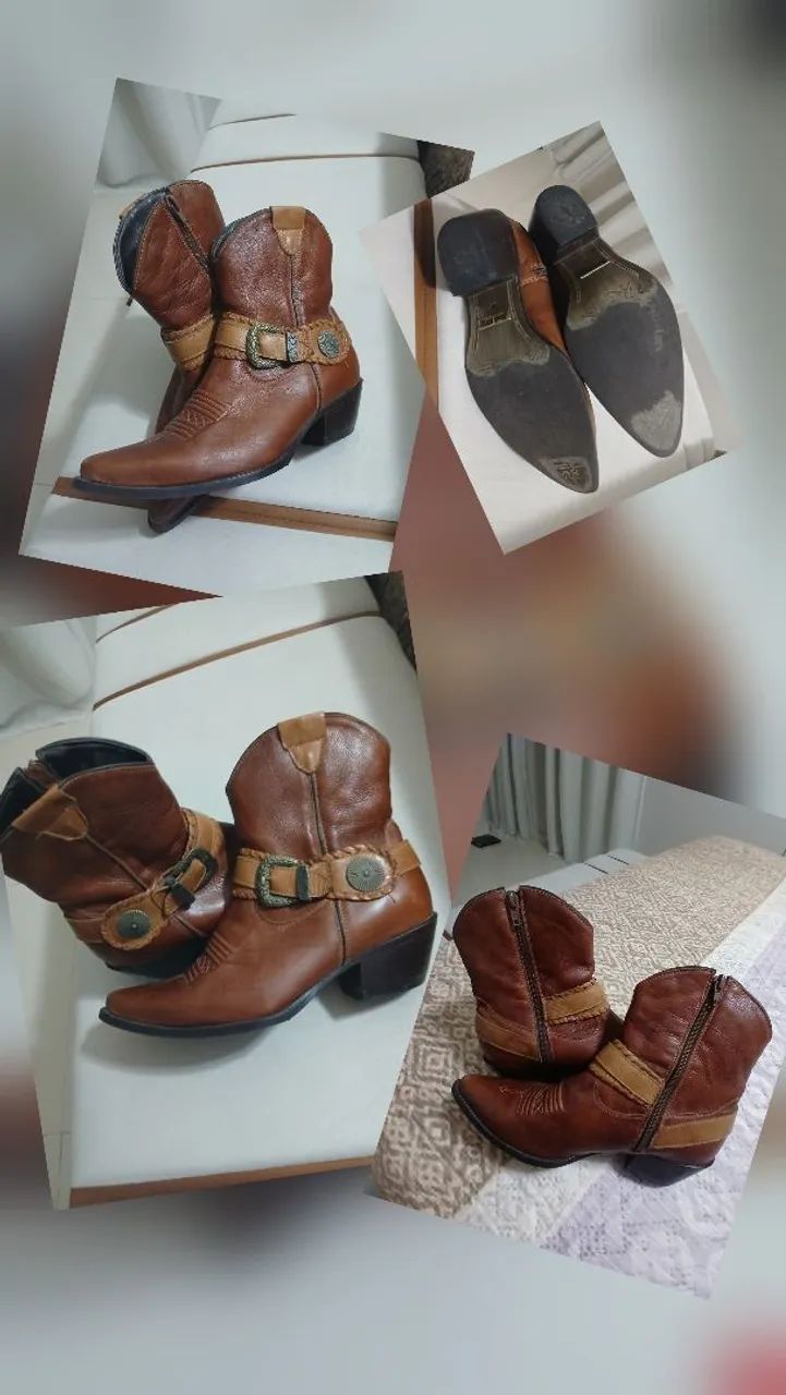 Bota cowtry de couro 