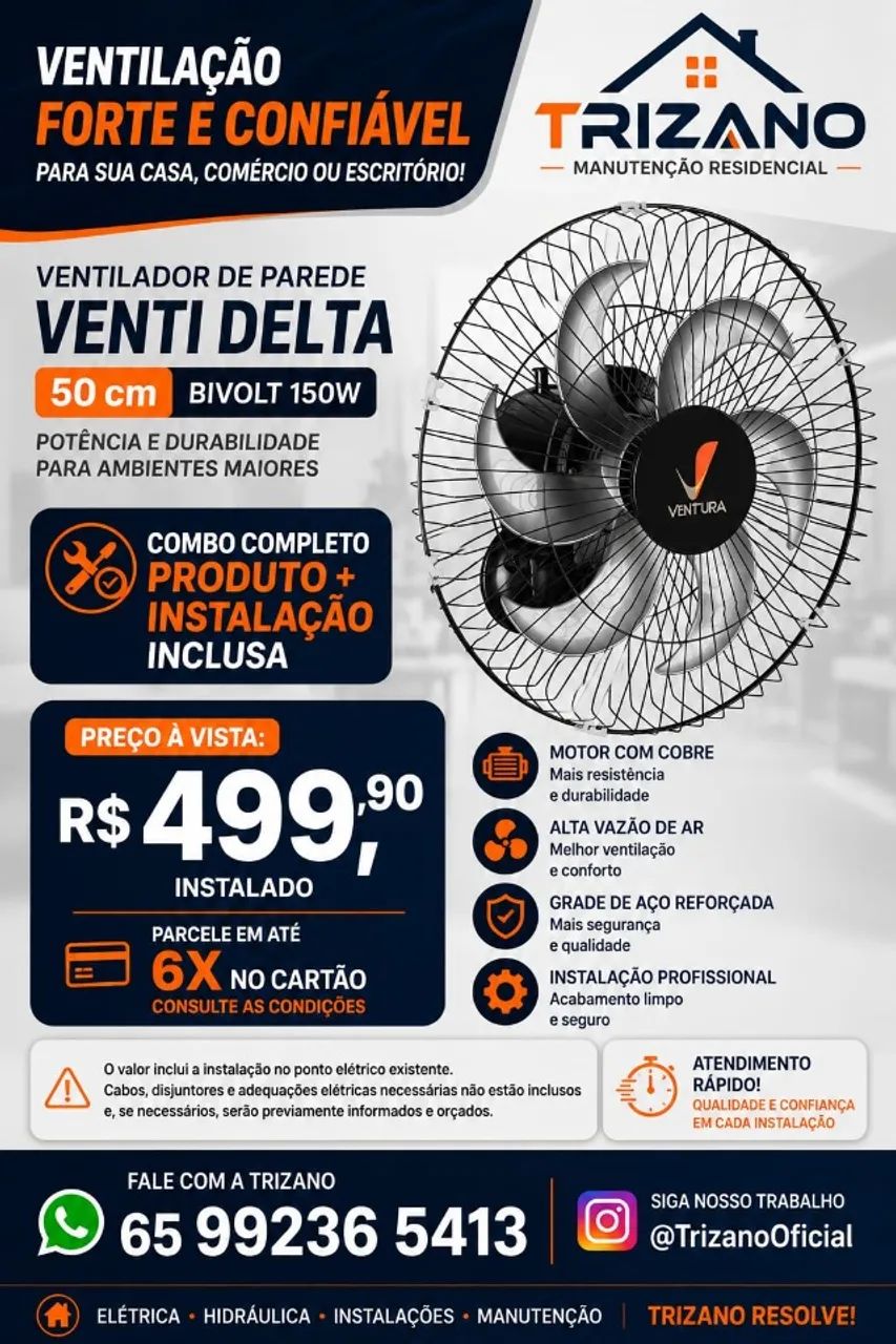 Ventilador de parede + instalação