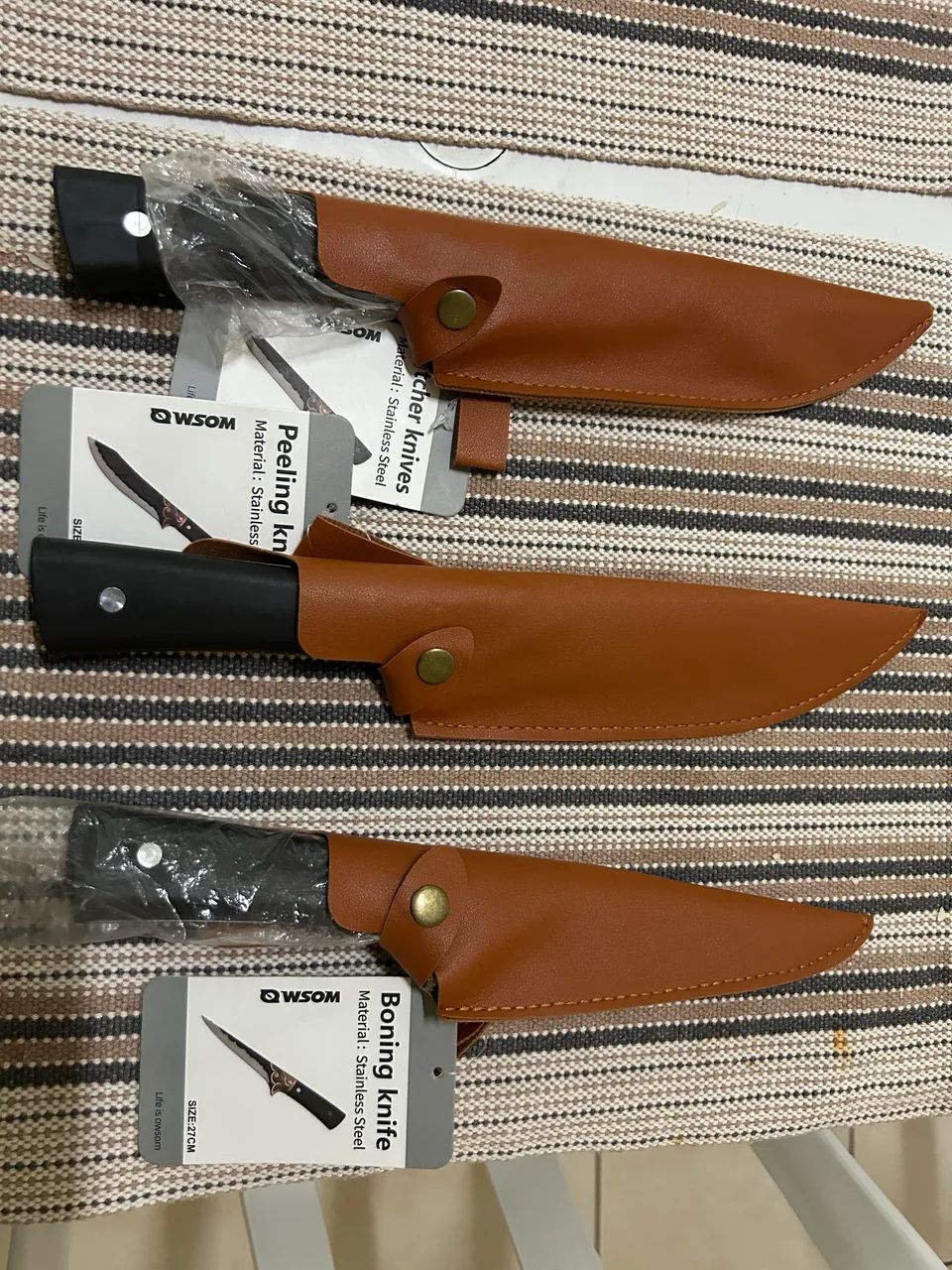 Facas WSOM Aço Inox - Novas com Capa - Chef / Boning / Peeling