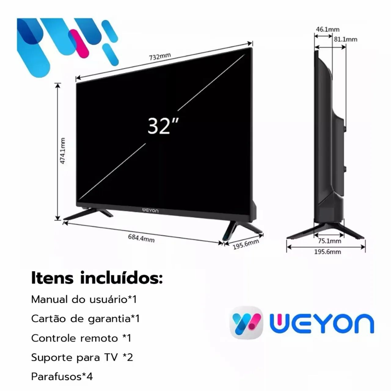 Smart TV 32 polegadas LED HD Wi-Fi TV 60Hz 32wdsnbx 100/240v Android 14 - Foto 3
