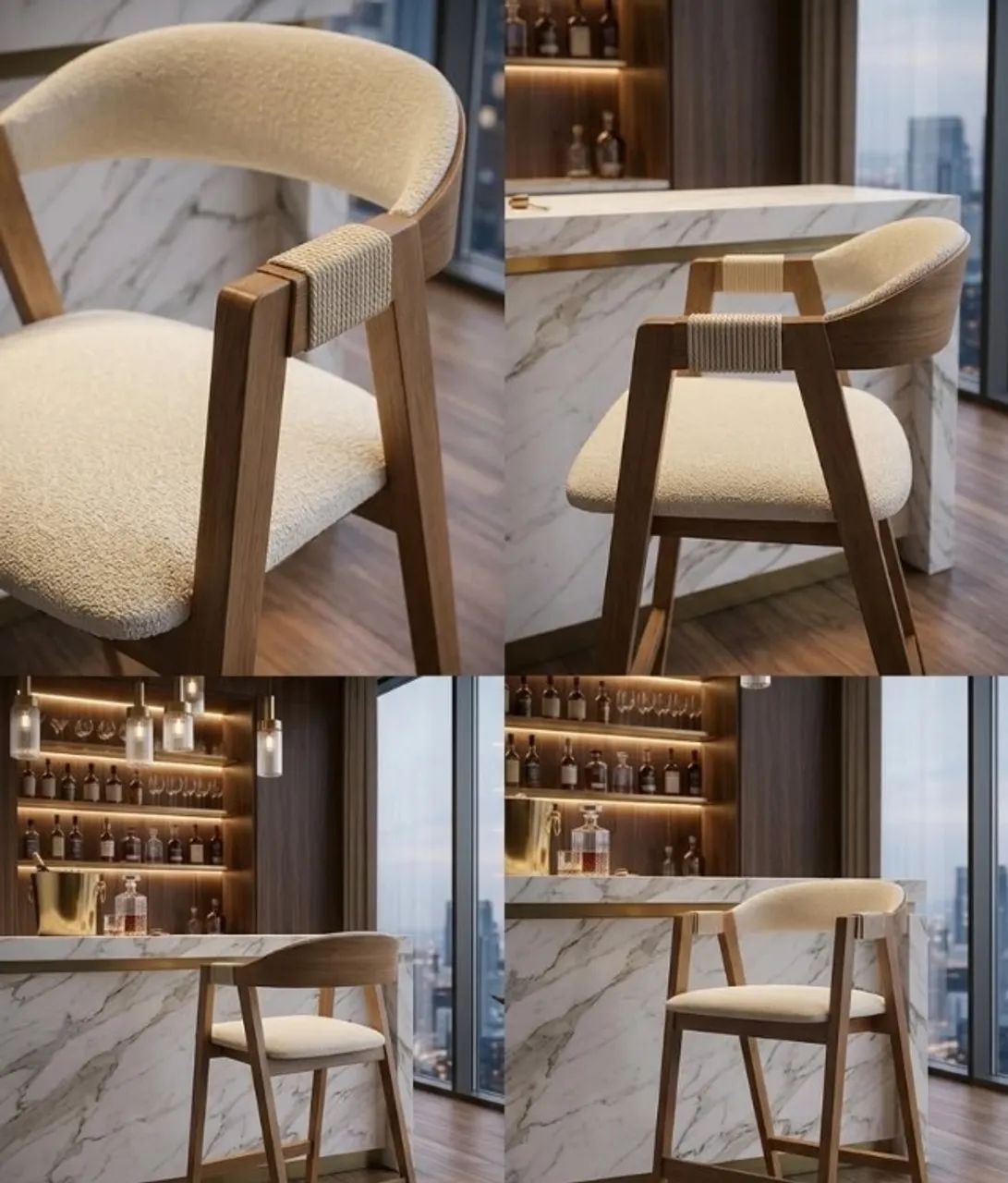 Banqueta de Bar Luxury | Madeira Maciça, Detalhe Artesanal e Ergonomia - Foto 2