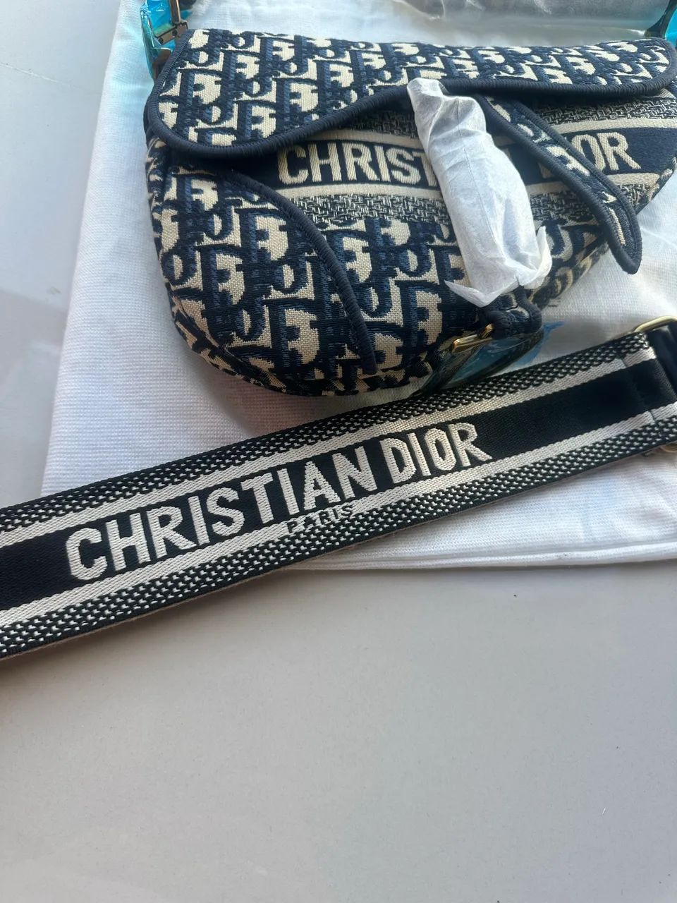 Dior - Bolsa Feminina bordada- azul marinho  - Foto 3