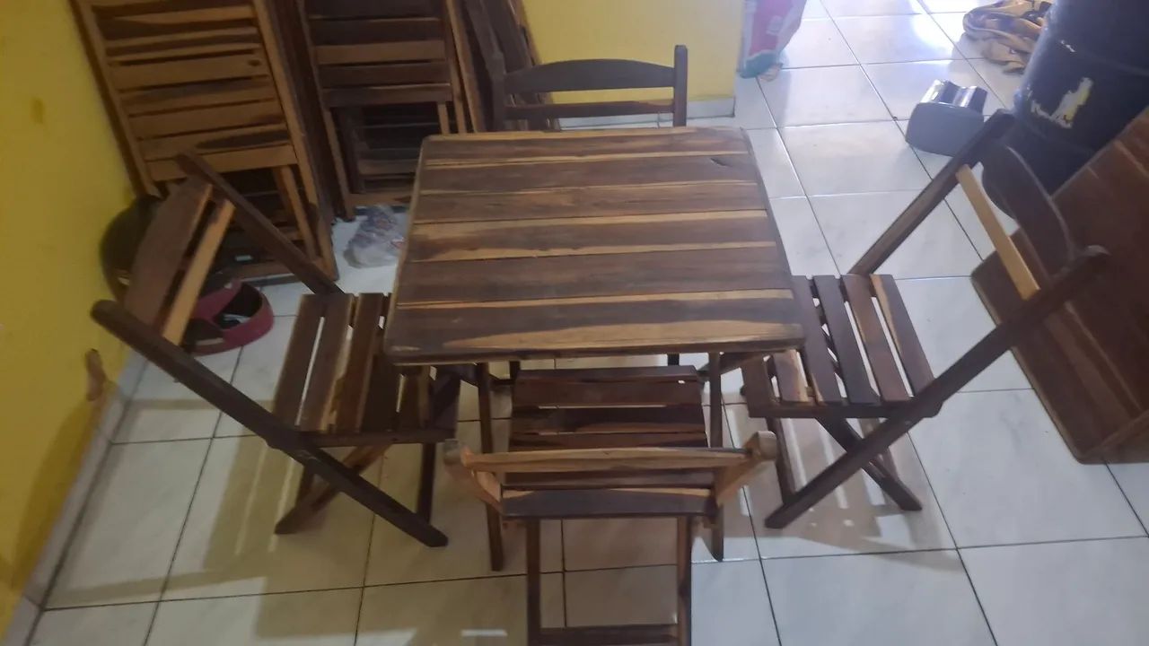 mesas dobráveis conjunto com 4 cadeiras