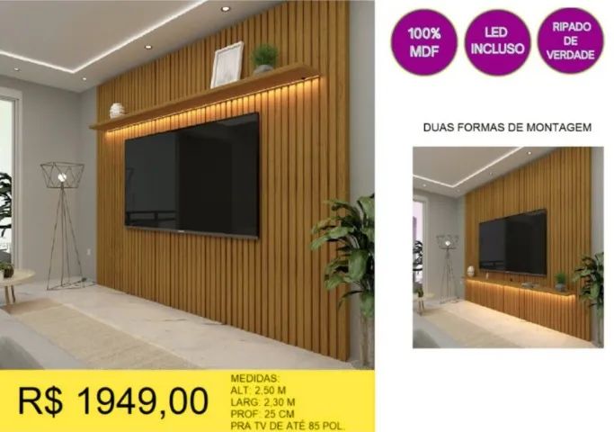 PAINEL DE SALA RIPADO DE VERDADE 100% MDF  - Foto 2