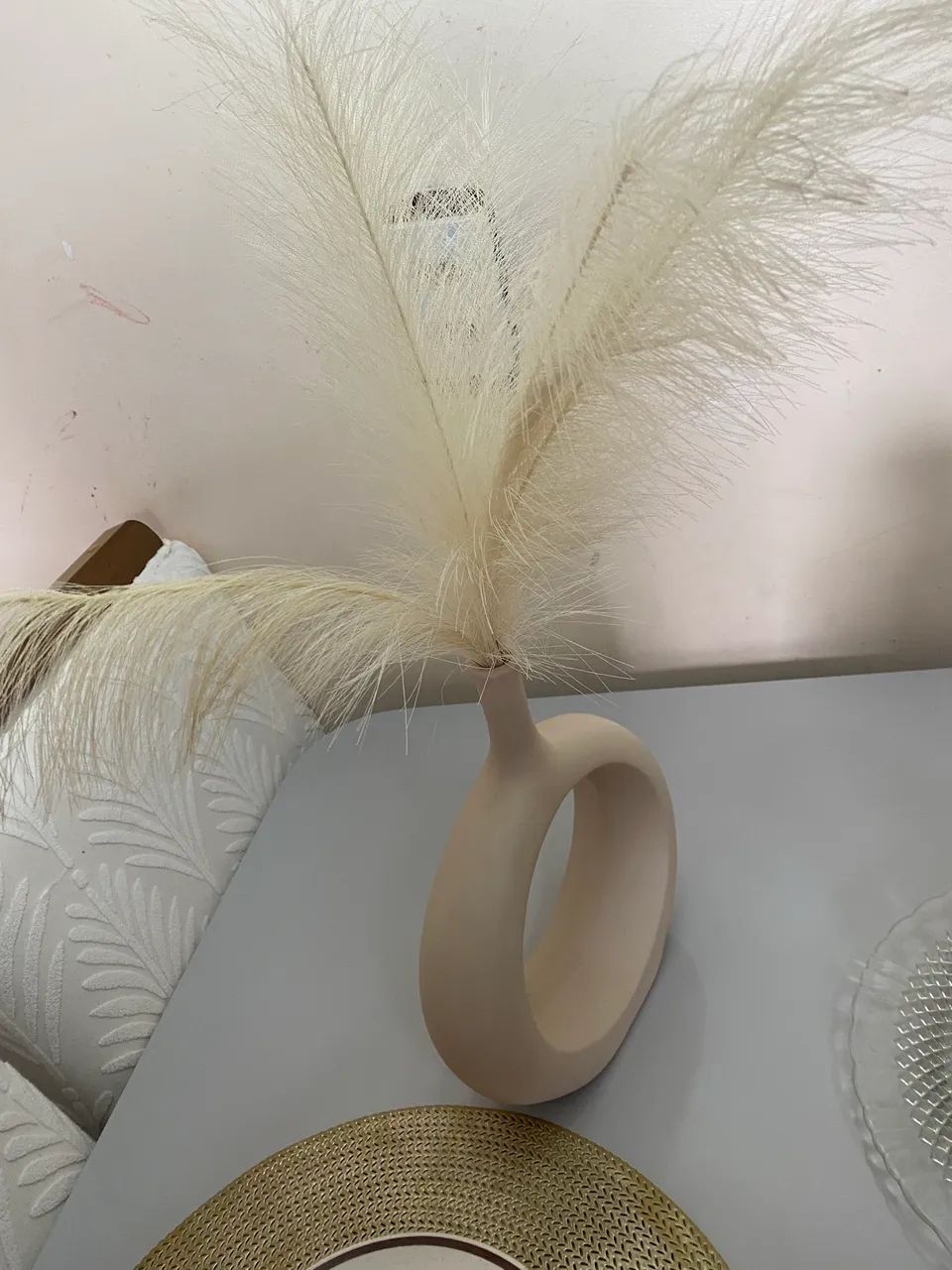 Vaso decorativo com plumas - Foto 4