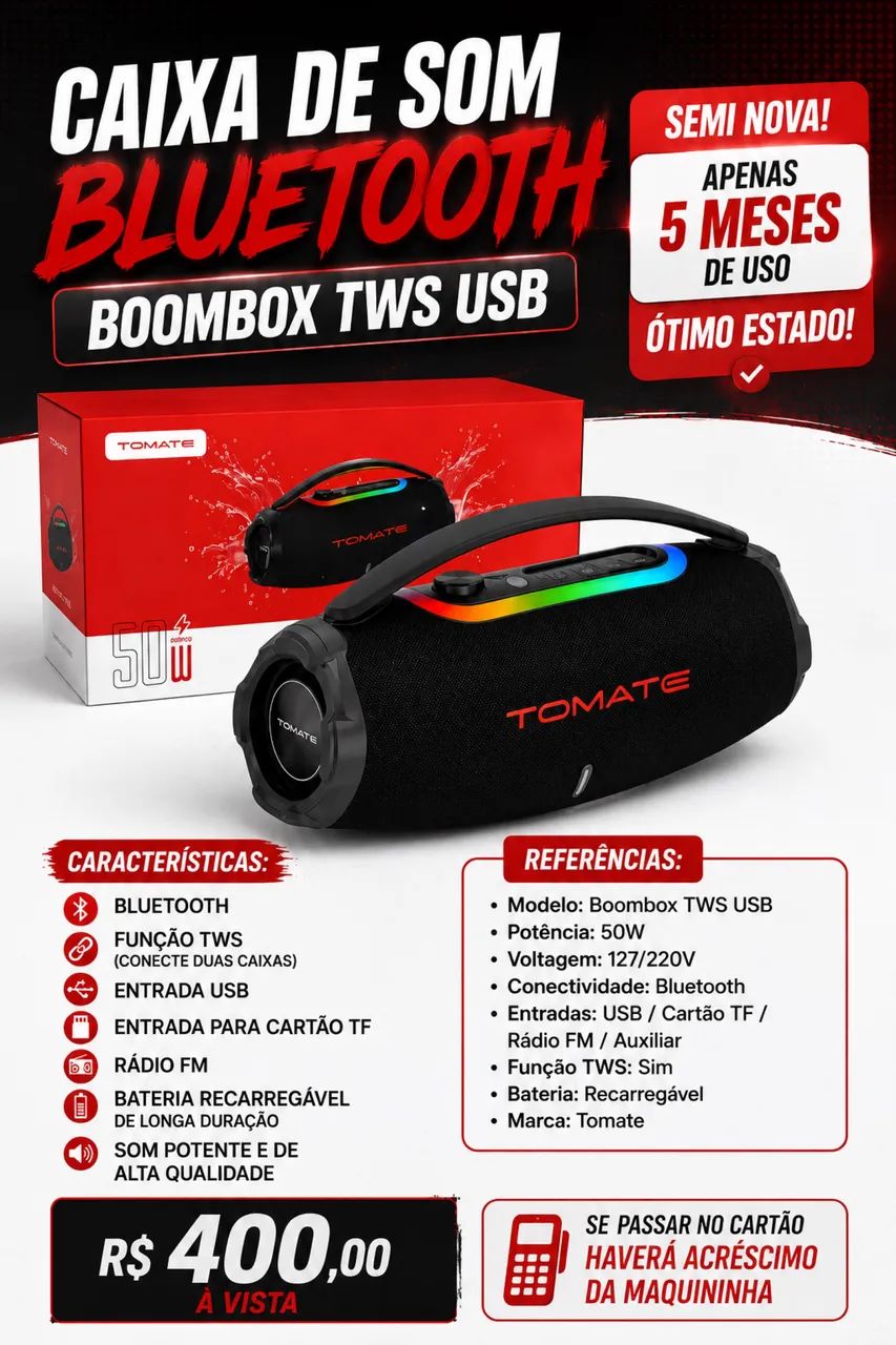 Caixa de som bombox 
