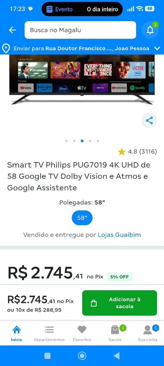 Tv Philips 58 polegadas nova na caixa - Foto 3