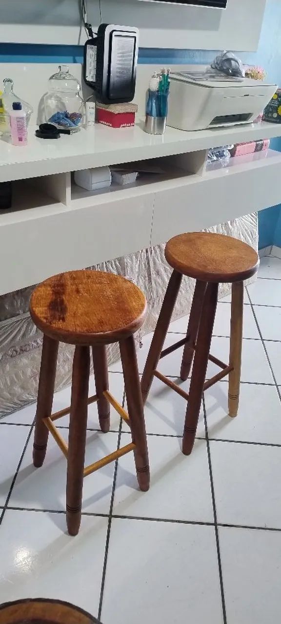 Promoção!Kit com 3 banquetas madeira maciça!449,00 - Foto 5