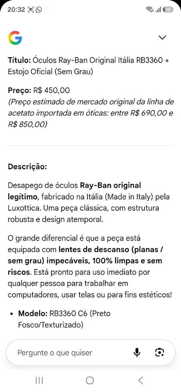 Óculos Ray ban original Itália RB3360+ESTOJO SEM GRAU  - Foto 5