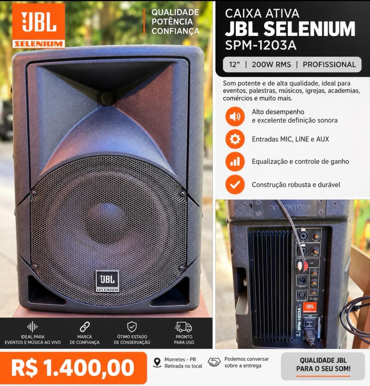 Amplificadora JBL Selenium SPM-1203 profissional  - Foto 4