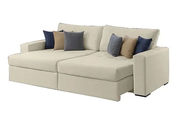 SOFA RETRATIL S/CAIXA LARA 240 LINHO MARFIM rn6