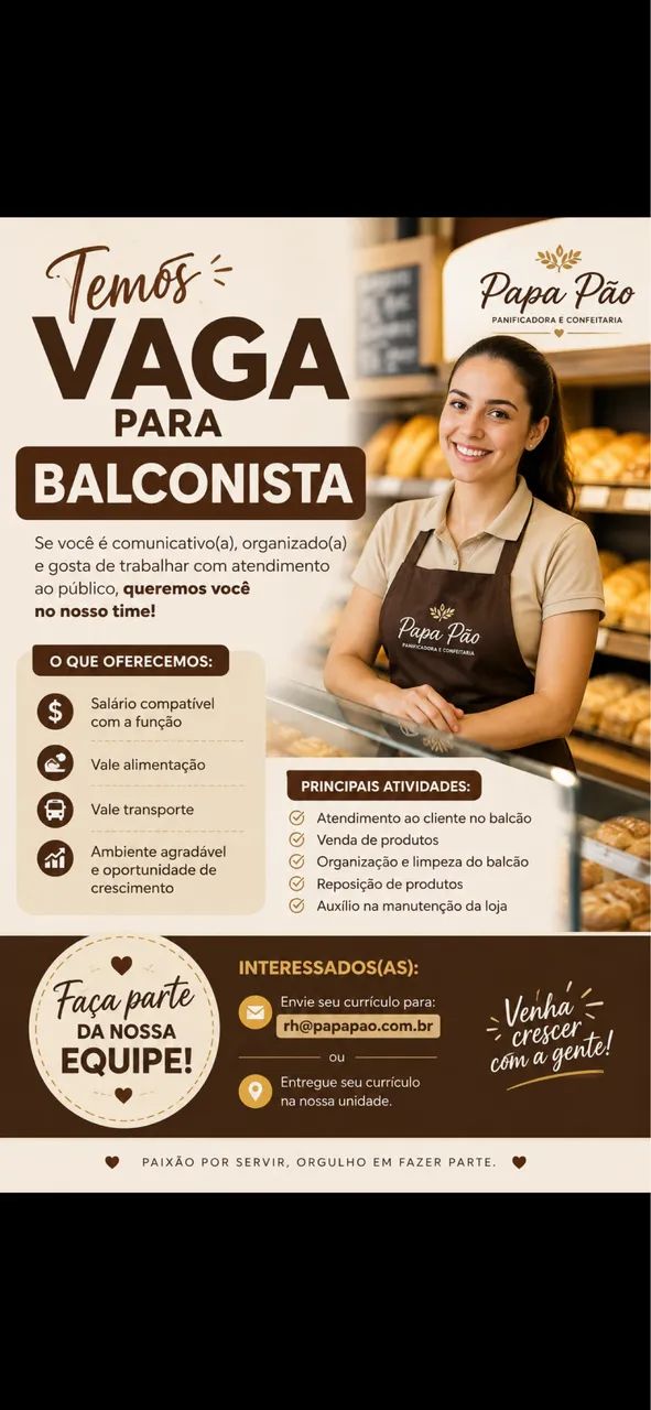 Balconista de padaria 
