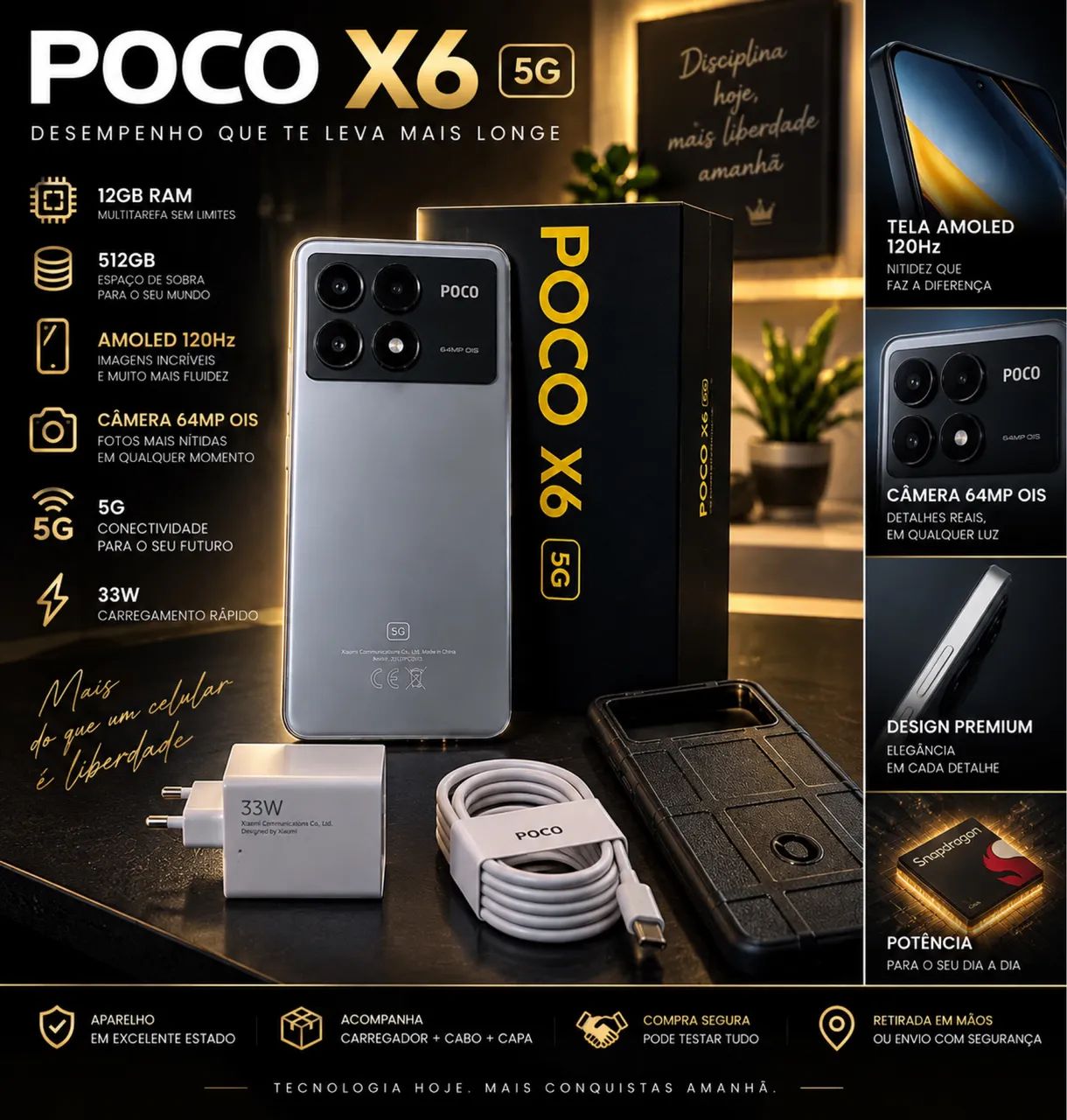 Celular Xiaomi Poco x6 pro 12/512 perfeito estado 