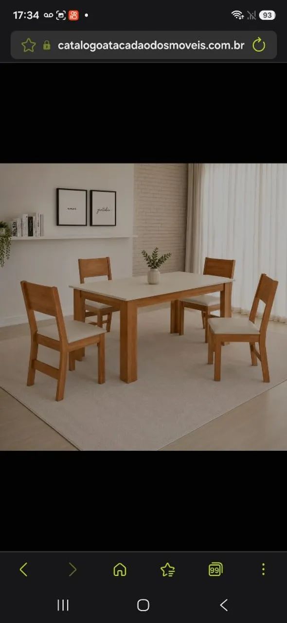 MESA 4C SAO CARLOS MILENA RETANGULAR 108X68 CINAMOMO/OFF WHITE - Foto 2