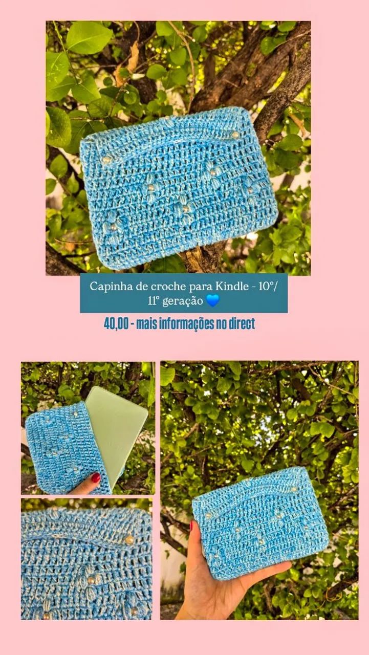 Capa/capinha para Kindle de Croche  - Foto 5