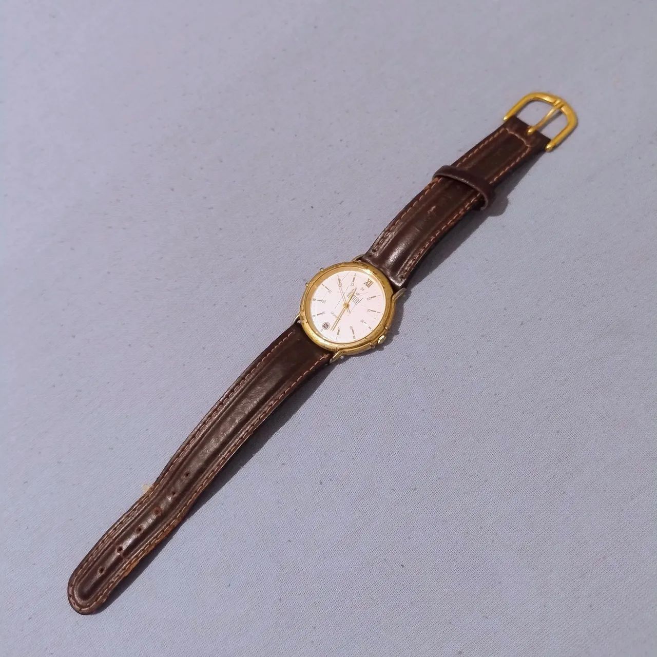 Relógio Dumont Quartz - ORIGINAL - Vintage/Couro Marrom  - Foto 5