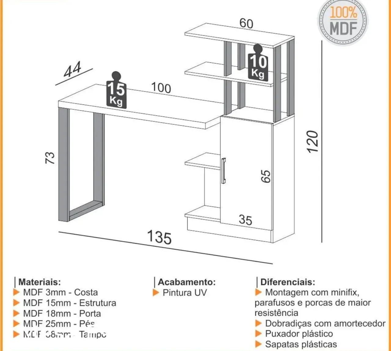  Escrivaninha ?%MDF - Foto 3