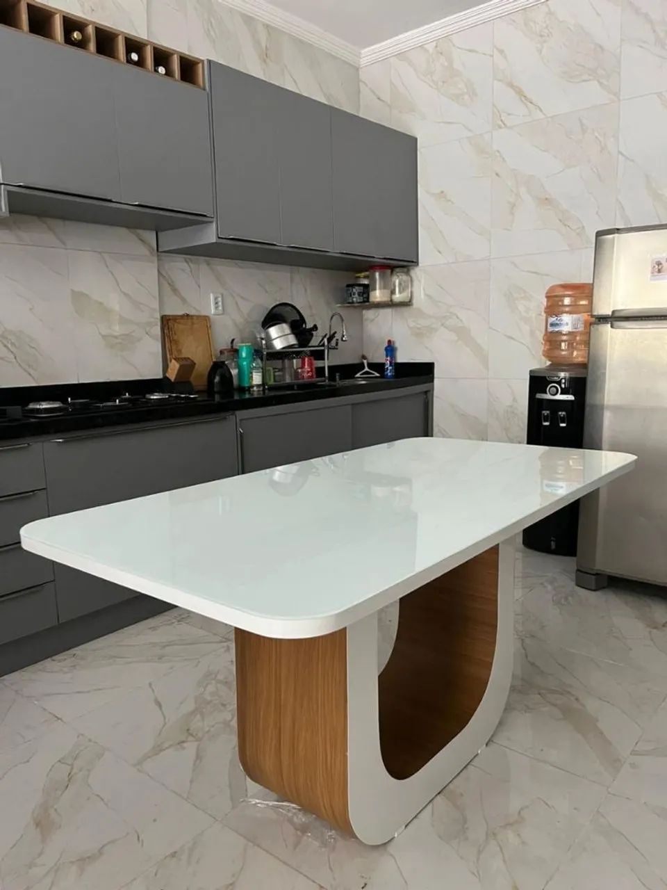 Mesa de Jantar Retangular Luxo 100% Mdf com vidro Laqueado 4mm - Foto 2