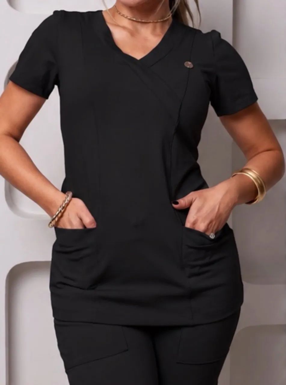 Scrub médico tecido geladinho preto 