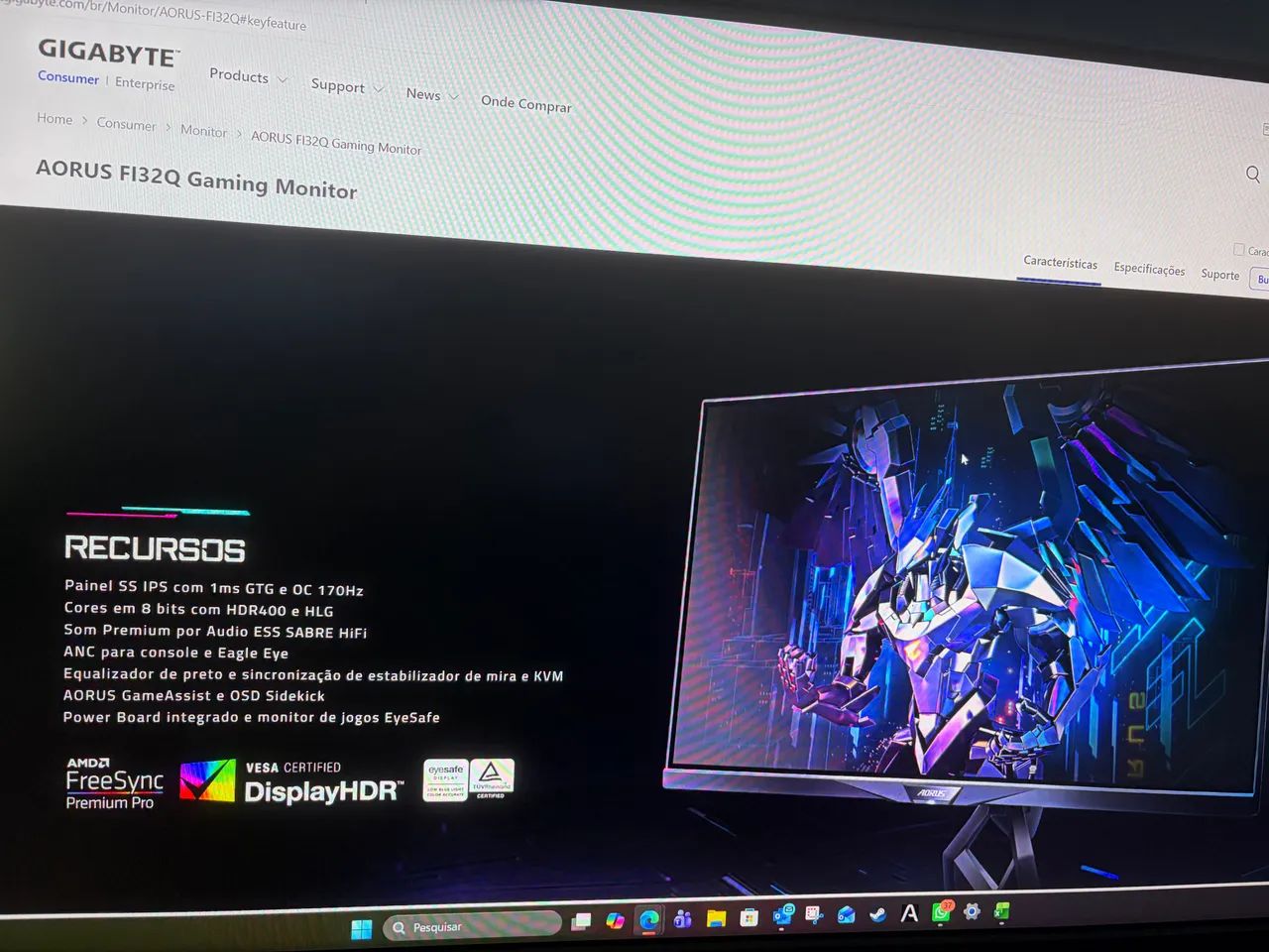 Monitor Aorus 32 SS IPS QHD 165hz 1ms FI32Q - Foto 2