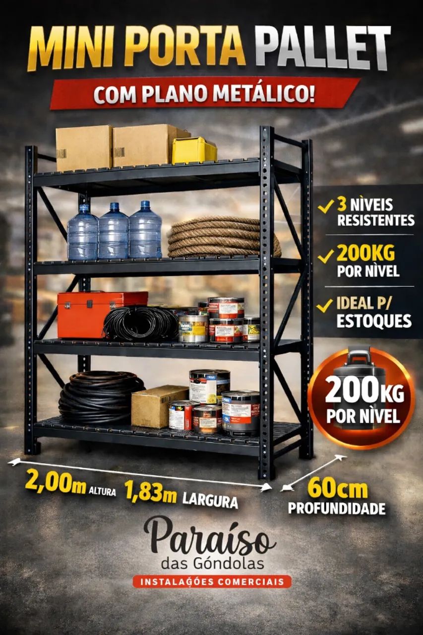 MINI PORTA PALLET IDEAL PARA ESTOQUES DE ADEGA, PETSHOP E COMERCIOS EM GERAL!