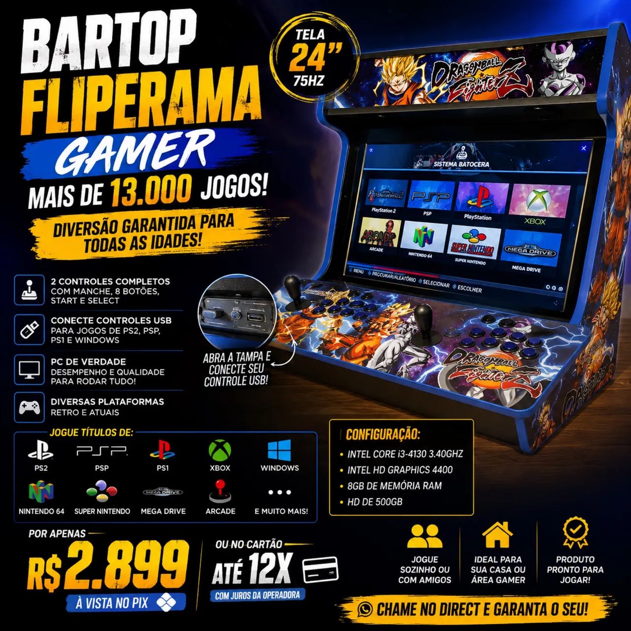 Fliperama bartop completo 
