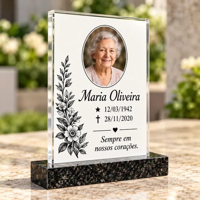 Placa para Túmulo Personalizada com Foto ? Metal e Acrílico - Foto 3