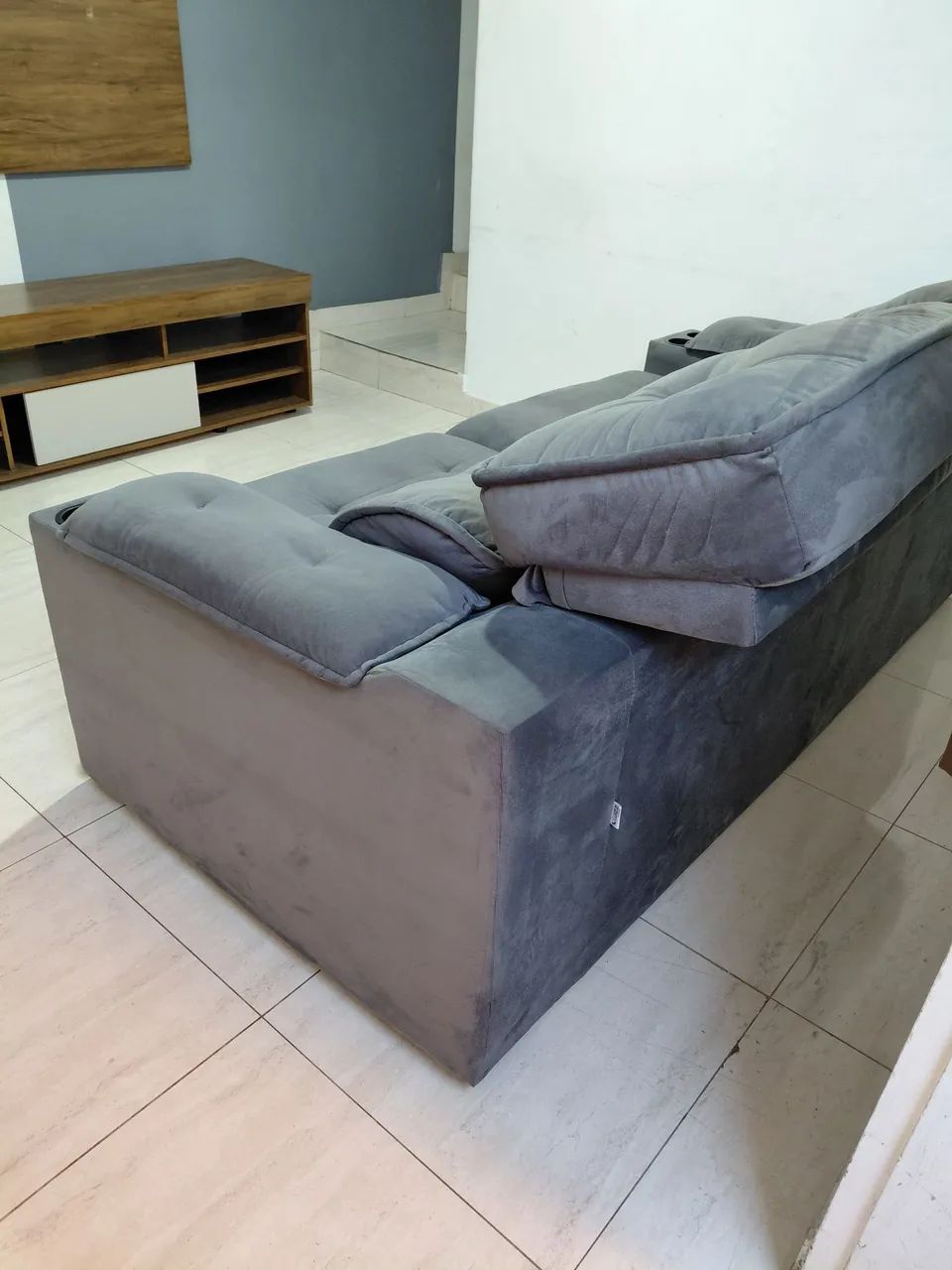 Sofa Reclinavel Cinza - Foto 4