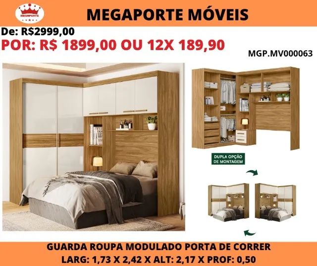 GUARDA ROUPA MODULADO PORTAS DE CORRER  - Foto 2