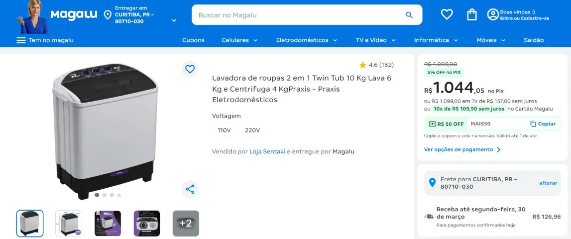 Lavadora de Roupas Twin Tub Praxis, com centrífuga (Usada) - Foto 5