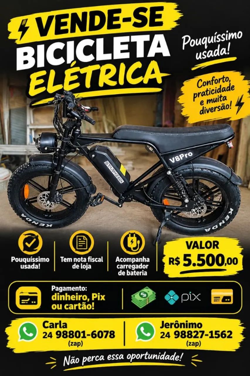 Bicicleta motorizada v8 pro