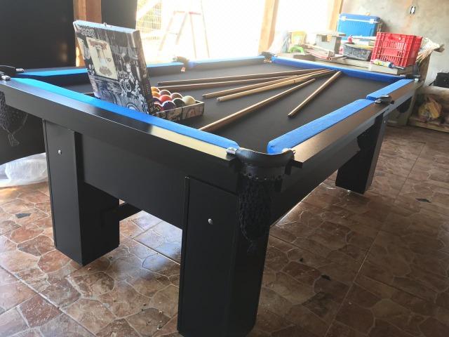Mesa de Bilhar Bordas Azul Tecido Preto Cor Preta Tx - Foto 6